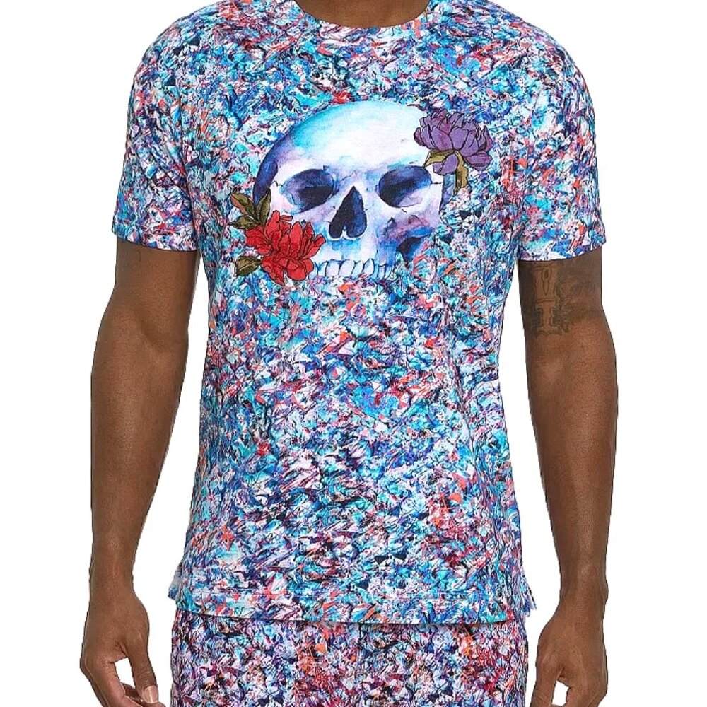 Robert Graham MENS  Glass SKULL Floral T-shirt**XL